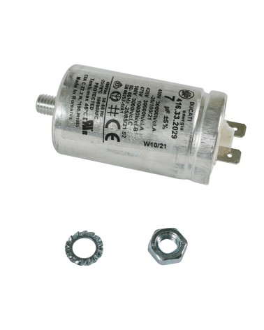 Condensateur de sèche-linge multi-modèles d'origine 7uF - Compatible avec Ariston, Creda, Crusader, Hotpoint, Indes