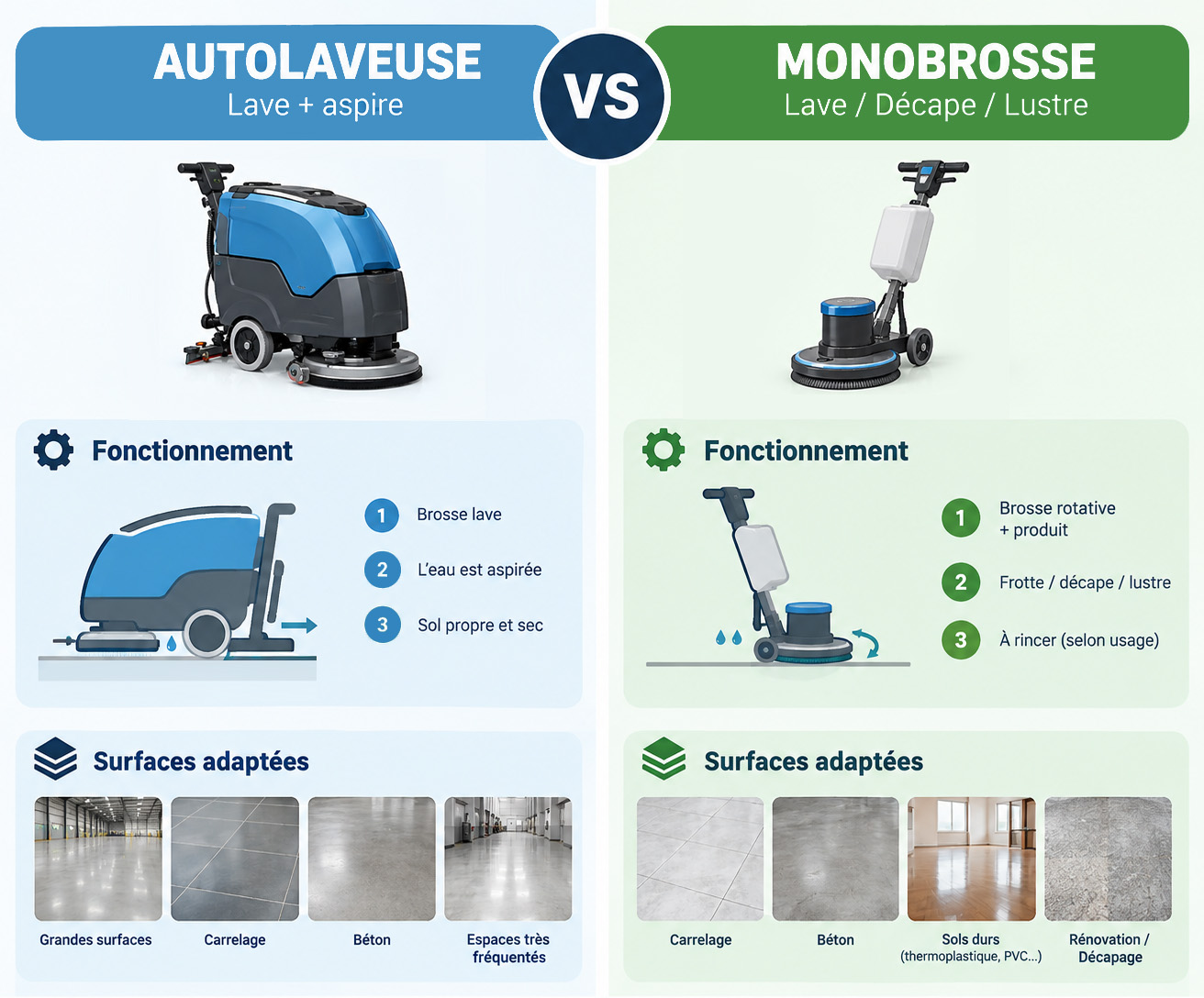 comparatif autolaveuse et monobrosse